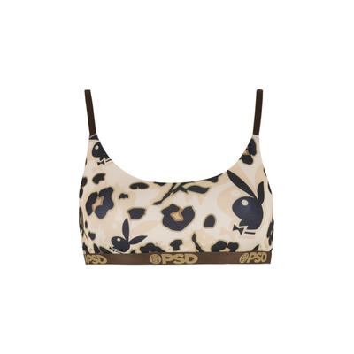 Bralette PSD "PSD PLAYBOY CHEETAH SCOOP BRALETTE", Damen, Gr. L, Cup 0, beige (multi), 88% Polyester, 12% Elasthan, BHs Bralette