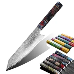 Muxel Damastmesser, das Küchenmesser und Universalmesser unikater Holzgriff Santokumesser mega scharf
