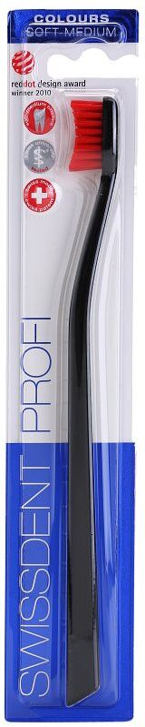 Swissdent Profi Colours Single brosse à dents soft - medium Black & Red 1 pcs