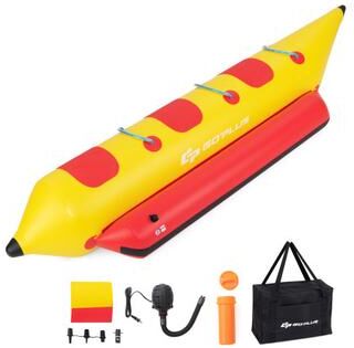 Costway 3-Person Inflatable Banana Boat with Electric Air Pump Carrying Bag and Repair Kit