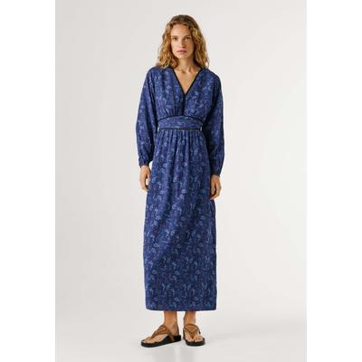 Maxikleid PEPE JEANS "Kleid BARBY DRESS", Damen, Gr. S, Normalgrößen, blau (union blau), 75% Viskose, 25% Baumwolle, Kleider Maxikleid