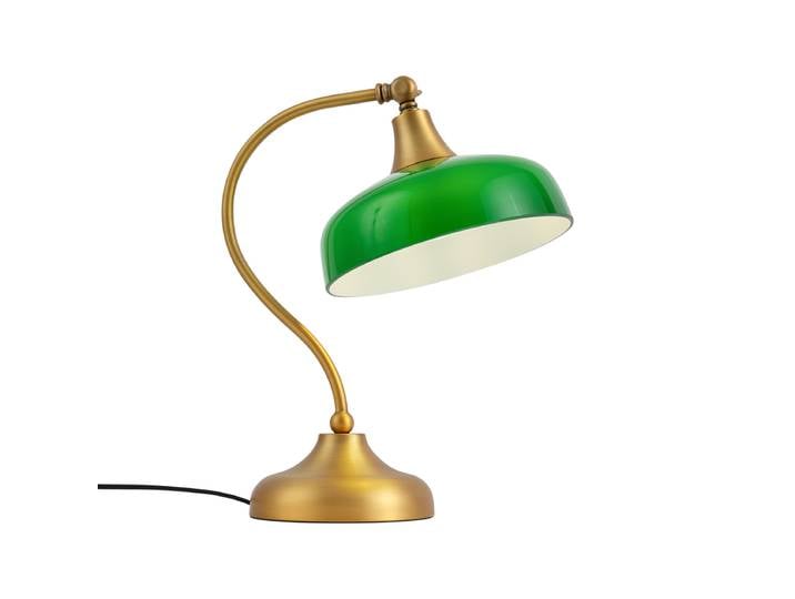 Lampe de table classique bronze avec verre opale vert - Clerk