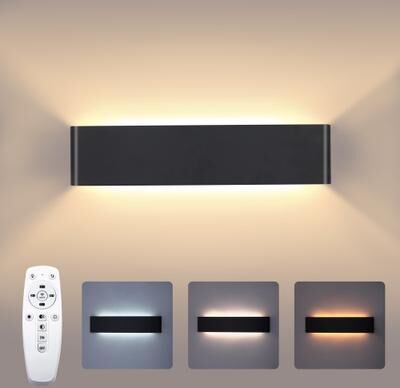 Cozy Casa Charm Modern LED Wall Light With 2.4G Remote, 16W Dimmable Indoor Wall Lamp For Home & Office black