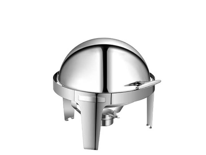 Chafing Dish Buffet-Set, 6 Qt Chafer aus Edelstahl Buffetherd Mit rundem Catering-Wärmeserver for Pfannen in voller Größe(Silver,Full flip cover)