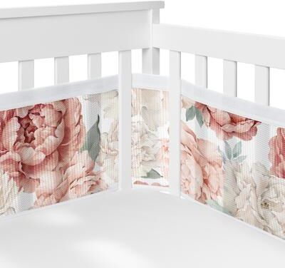 Blush Pink Boho Shabby Chic Floral Girl Sweet Jojo Designs + BreathableBaby Breathable Mesh Crib Liner Ivory Bohemian