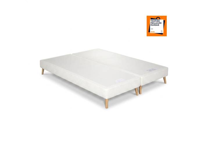 Sommier tapissier duo avec pieds 2x80x200