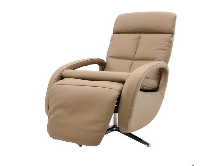 Fauteuil de relaxation fauteuil tv avec accoudoirs fonction inclinable rotatif en cuir taupe 04_0006834