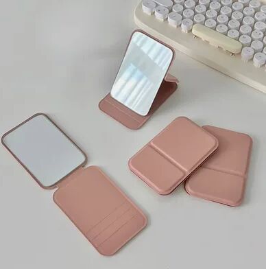 Fusion Finds Portable Compact Makeup Mirror With PU Leather Cover & Adjustable Stand Travel Vanity Mirror pink