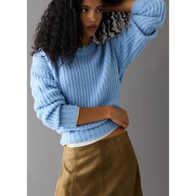 Strickpullover PEPE JEANS "ASHLEY CREW", Damen, Gr. XL, blau (horizon blau), Strick, Obermaterial: 65% Polyester, 28% Polyacryl, 5% Wolle, 2% Elasthan, unifarben, hüftbedeckend, Rundhals, Rippbündchen, Pullover Strickpullover, mit...