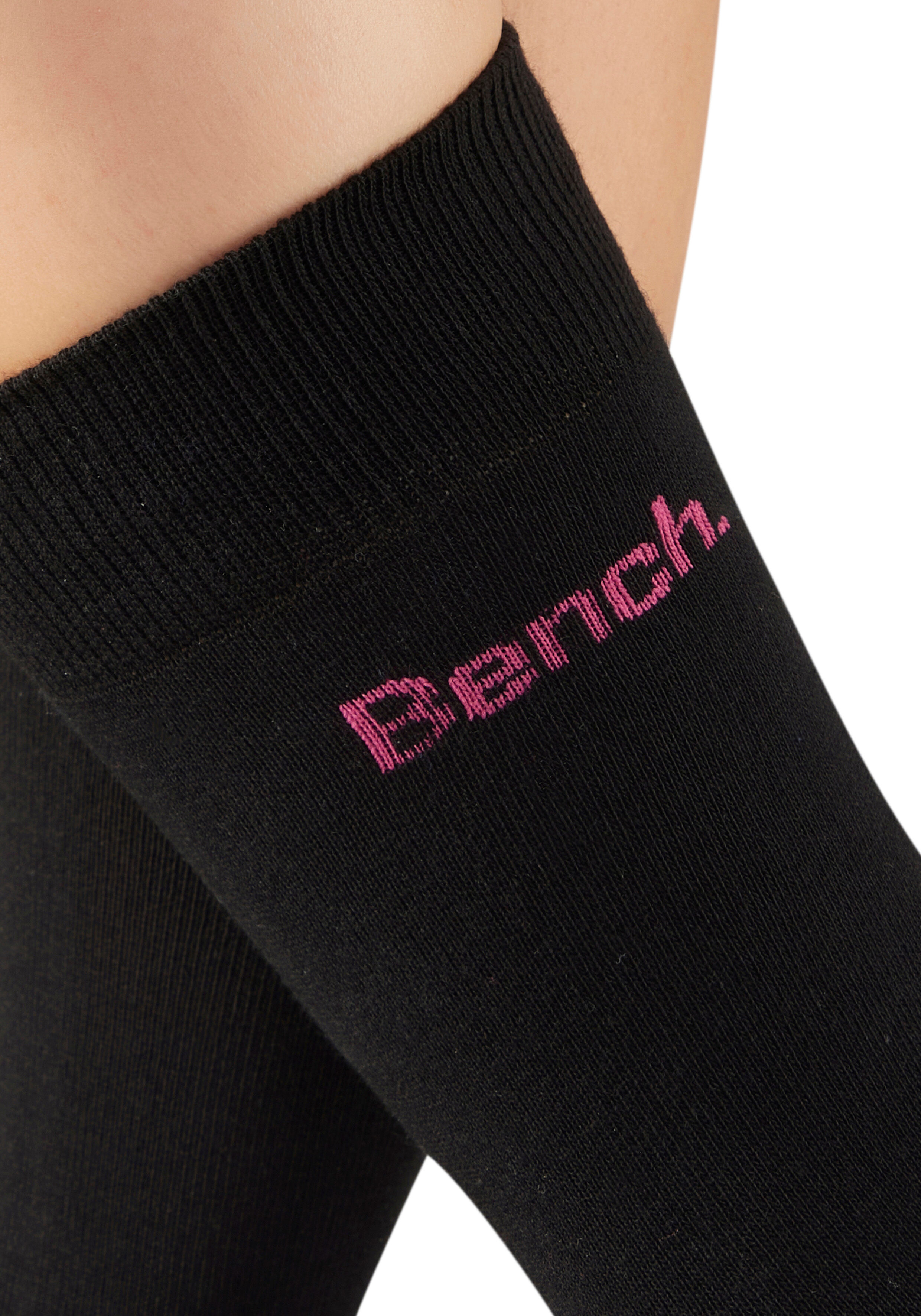 Basicsocken BENCH. "Herrensocken für Beruf und Freizeit", Damen, Gr. 43-46, schwarz (6x schwarz), Baumwollmischung, unifarben, elastisch, Socken Basicsocken, mit farbigem kleinen Markenlogo 6x schwarz 43-46
