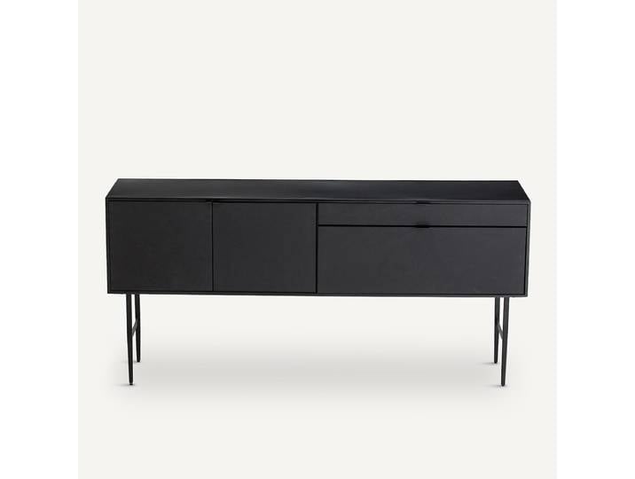 AM.PM Buffet enfilade métal acier et cuir, Réalto Noir
