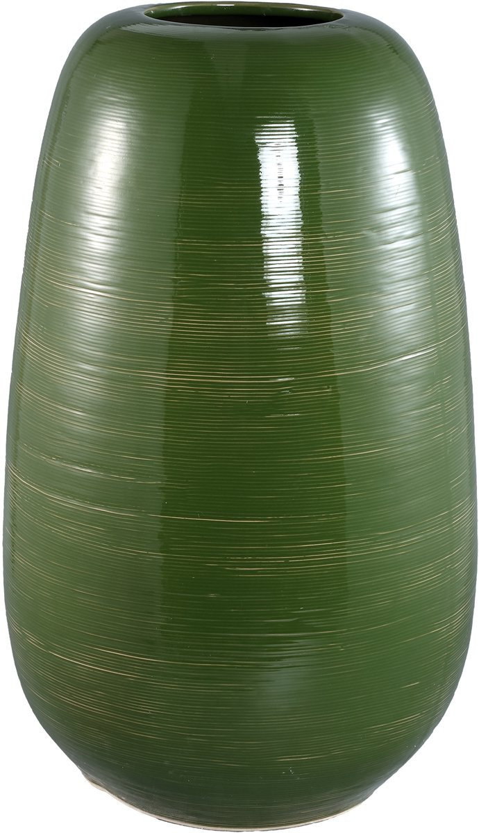 PTMD Mavric Green Ceramic Vase Fine Line Round XL