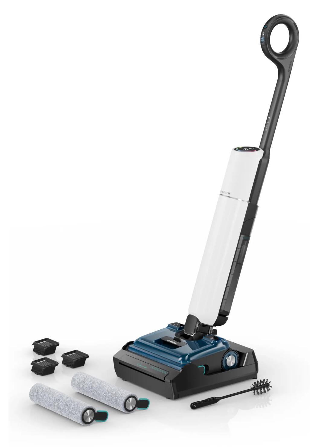 Bosch Serie 4 BHF41WL Stab-Staubsauger & elektrische Besen Standstaubsauger Akku Trocken&Nass Beutellos Schwarz, Blau, Weiß 4 Ah