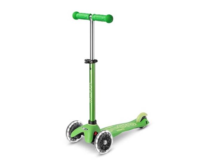 Micro, Mini Micro Deluxe LED, 3-Rad-Kinderroller, 2–5 Jahre Gewichtslenkung, Höhenverstellbarer Lenker, Leicht, Bewegungsaktivierte LED-PU-Rollen, Schweizer Entwicklung