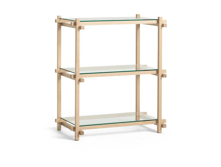 HAY Woody Column Wandregal Oak-clear glass, low