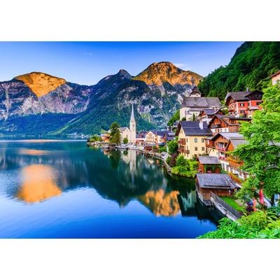 Fototapete PAPERMOON "Hallstatt Austria", bunt, B:3,5m L:2,6m, Vlies, Tapeten