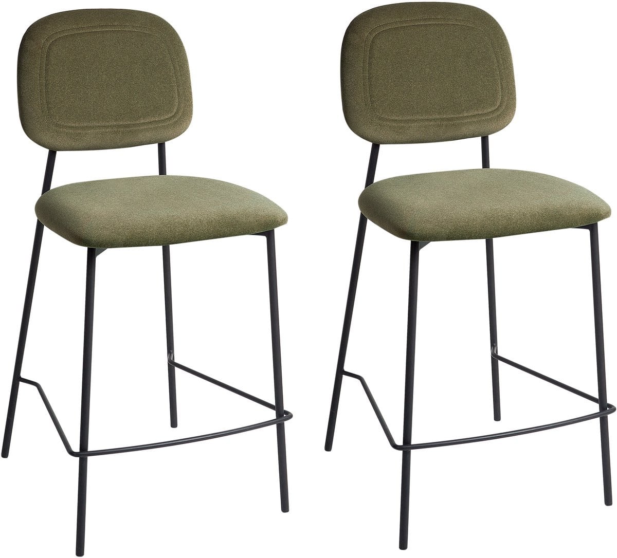 Beliani Barkruk set van 2 - Olijfgroen - Fluweel