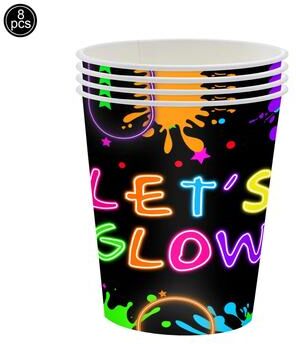 Uplift Picks Neon Party Fedora Hats Glow Bright Under UV Blacklight Party Celebrations cups (8 Pcs)