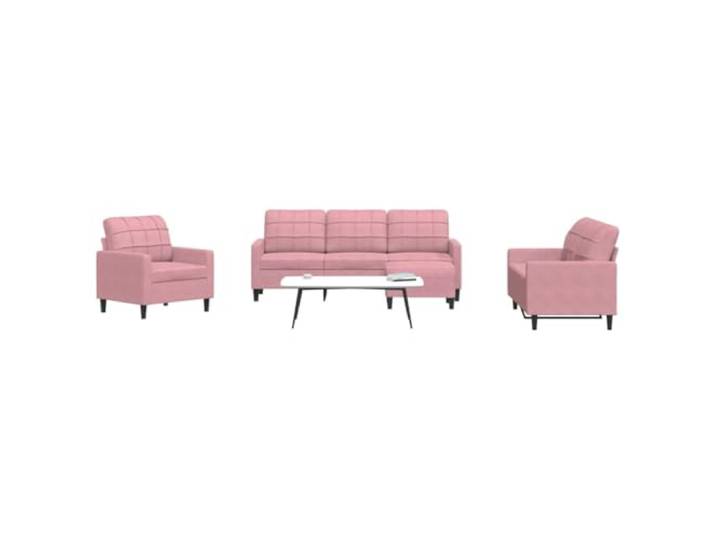 HEFZGDB 4-TLG. Sofagarnitur mit Kissen Rosa Samt, Weiches Velours Material und Robustes Metallgestell, Vielseitiger Hocker als Sitzgelegenheit oder Fußstütze,