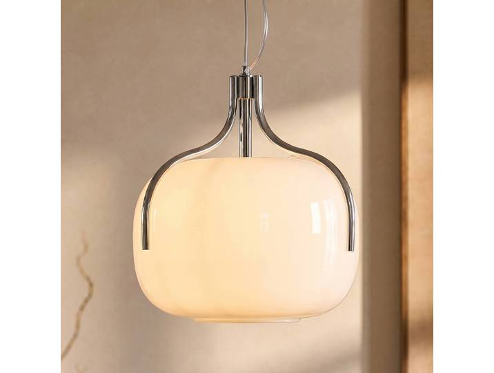 Hängeleuchte Christo Lucande, dimmbar, weiß / opal, für Wohn- / Esszimmer, Glas, Design