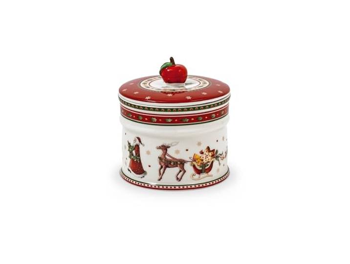 Villeroy & Boch Winter Bakery Delight Petit pot de conservation pour pâtisseries\, Porcelaine Premium\, Blanc/Rouge
