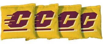 Skip's Garage Central Michigan Chippewas Yellow Cornhole Bags