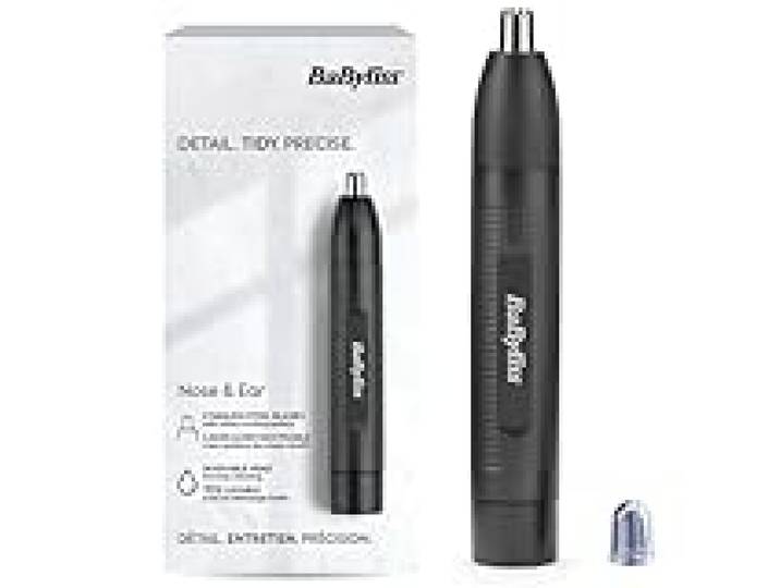 BaByliss Tondeuse Nez et Oreilles BaByliss - Système de coupe circulaire à 2 lames, Fonctionne sur pile, Acier inoxydable, Accessoires amovibles faciles à nettoyer, Noir, E650E