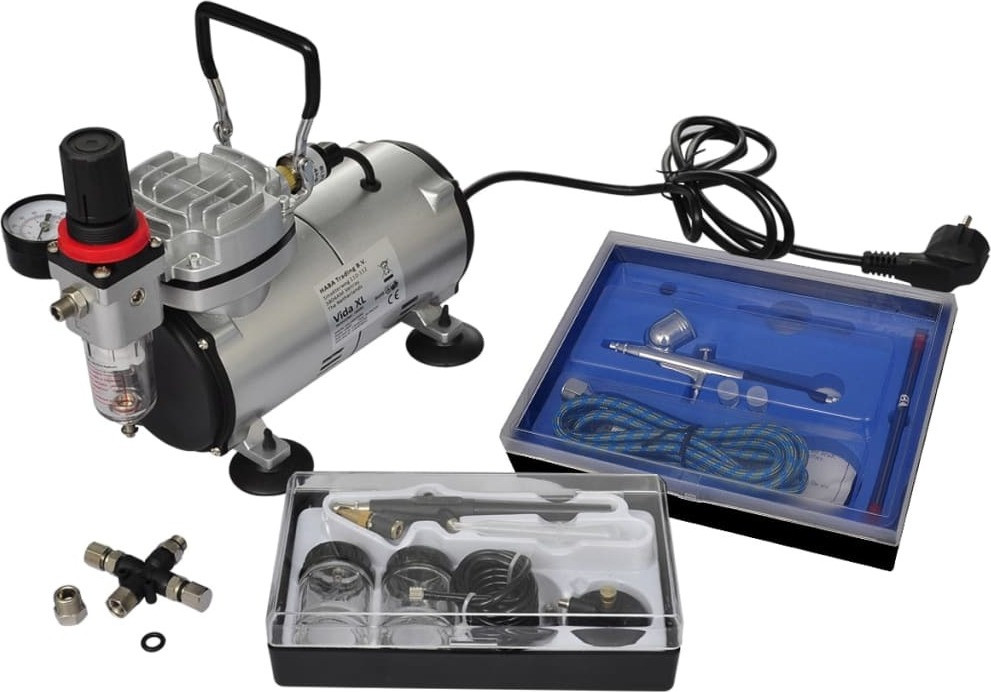 Syfax Airbrush-compressorset met 2 pistolen