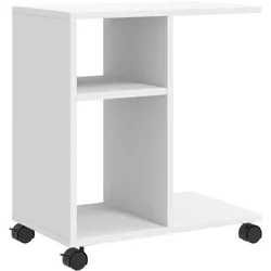 Décoshop26 - Beistelltisch Wohnzimmermöbel auf Rollen 50 x 30 x 55 cm weißes Holzwerkstoff DEC032324