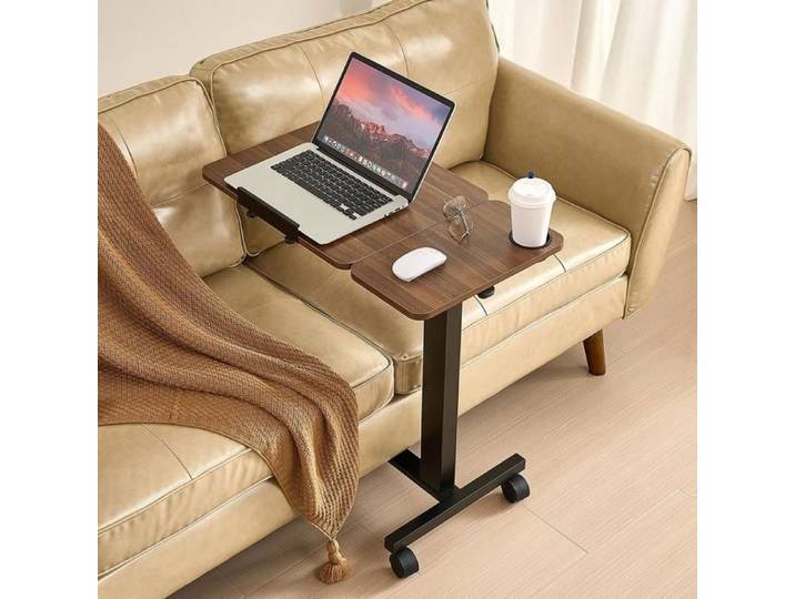 Table de Lit à Roulettes Table Roulante Hauteur Réglable de 66 à 90 cm pour Lit Médicalisé Ordinateur Portable 78.5*46.5*13cm