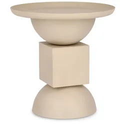 Beistelltisch Alka aus Metall, rundes Design, modern, beige, pulverbeschichtet, für Indoor