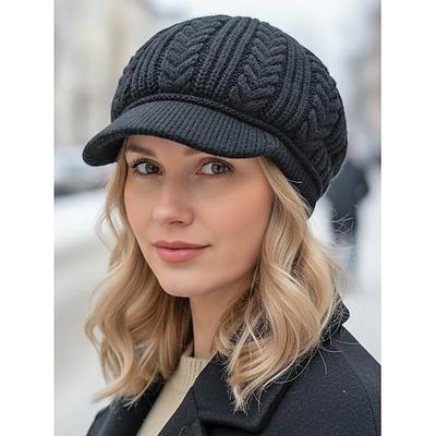Strickmütze für Damen mit Fleecefutter, verschiedene Farben, warme und kuschelige Wintermütze