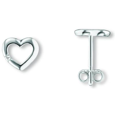 Paar Ohrstecker ONE ELEMENT "Zirkonia Herz Ohrringe Ohrstecker aus 925 Silber", silber, Ohrringe, Damen, Damen, Silber 925 (Sterlingsilber), Herzanhänger – Ausdruck von Liebe, perfekt zum Verschenken