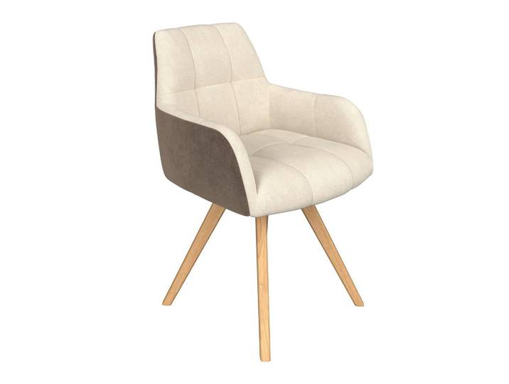 Armlehnstuhl Elke beige Eiche massiv, drehbar, B: 61cm