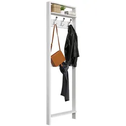 Massivholzgarderobe in Weiß die Wandmontage