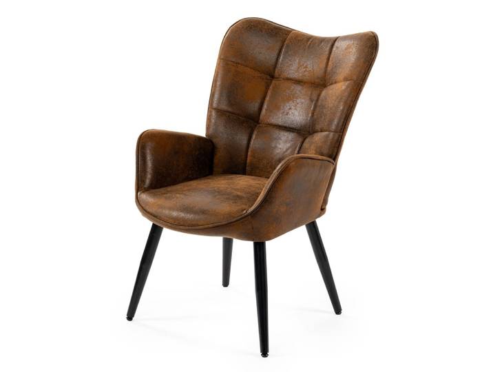Fauteuil scandinave avec revêtement microfibre marron