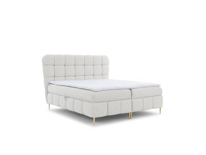 FURNISTAR Boxspringbett Lucy mit Bettkasten und Topper Bett mit Bonellmatratze Polsterbett Familienbett Schlafzimmer Bett mit Stauraum Schlafzimmermöbel (Hellbeige, 180x200)