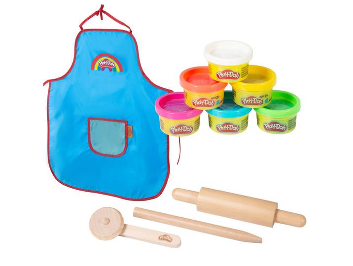 Roba Spielset Knete roba x Play-Doh mit Schürze, Grau, Kunststoff, Holz, 1x1x1 cm, Dekoration, Malbedarf & Bastelbedarf