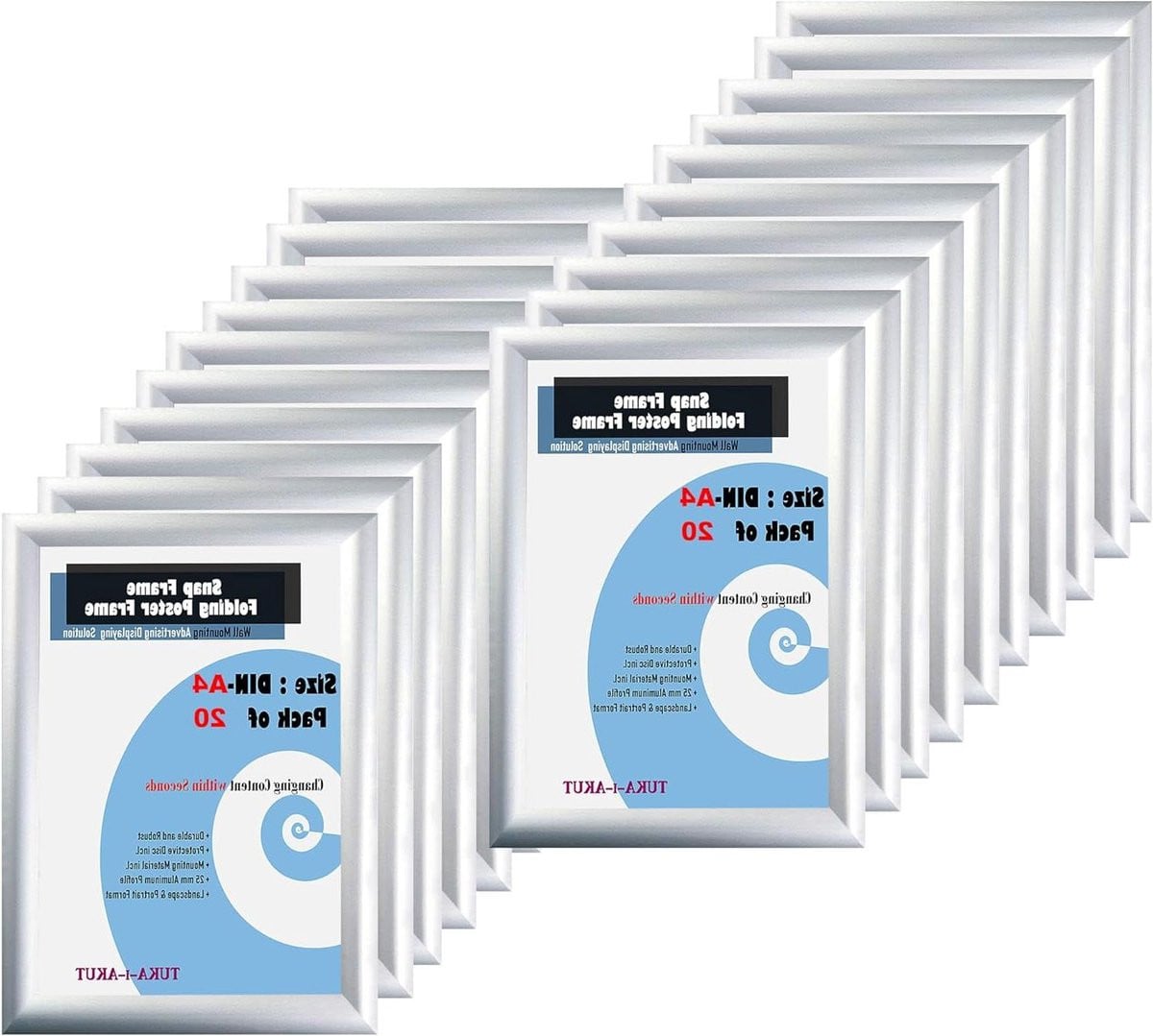 Set van 20 Klikframes A4 Posterlijsten van Aluminium met 25mm Profiel - Zilver