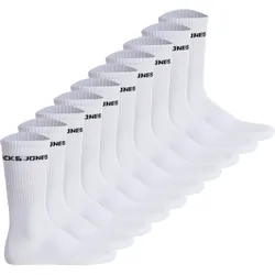JACK&JONES Herren Tennissocken 10er Pack - JACBASIC LOGO TENNIS SOCK, One Size Weiß / 40-46