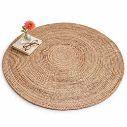 Relaxdays Handgewebter Juteteppich Beige