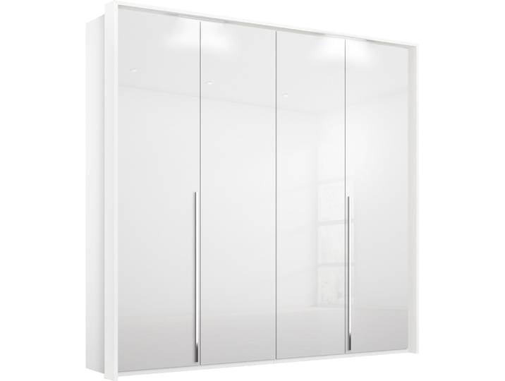 Drehtürenschrank, Weiß, 204x225 cm, Holzwerkstoff, Mit Beleuchtung, Klassisch, Rauch