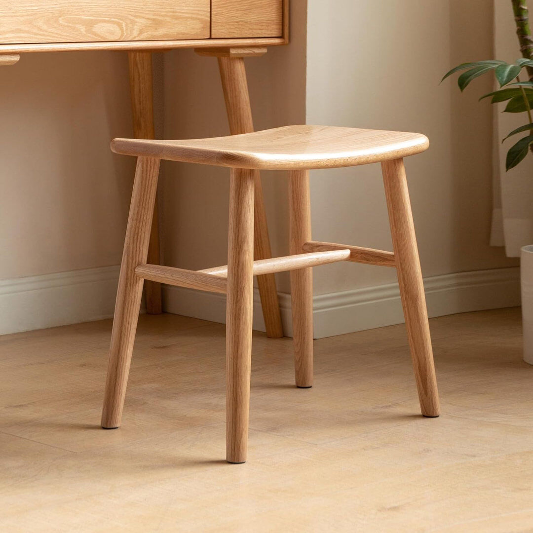 Canora Grey Solid Wood Accent Stool 44.5cm H X 45cm W X 32cm D