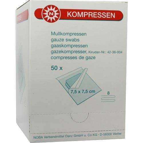 NOBAMED Paul Danz AG Mullkompressen 7,5x7,5cm 8-fach steril 07385730