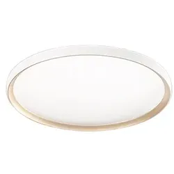 Runde 40-W-LED-Deckenleuchte in Mattweiß und Mattgold, dimmbar (Farbtemperatur 3000K–4000K–6000K), Diffusor aus satiniertem Acryl – Perenz