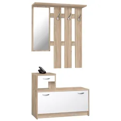 Kompaktgarderobe Rudolf Holzoptik Weiß, Braun Weiß / Eiche