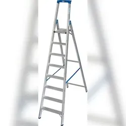 Krause Stufenstehleiter aus Aluminium, mit 2 Sicherheitsgurten, 8 Stufen