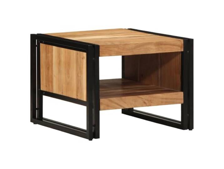 Couchtisch 50x50x38cm Akazie Massivholz Eisenrahmen, stabile Tischplatte, leicht zu reinigen, vielseitig einsetzbar, für Haus und Garten