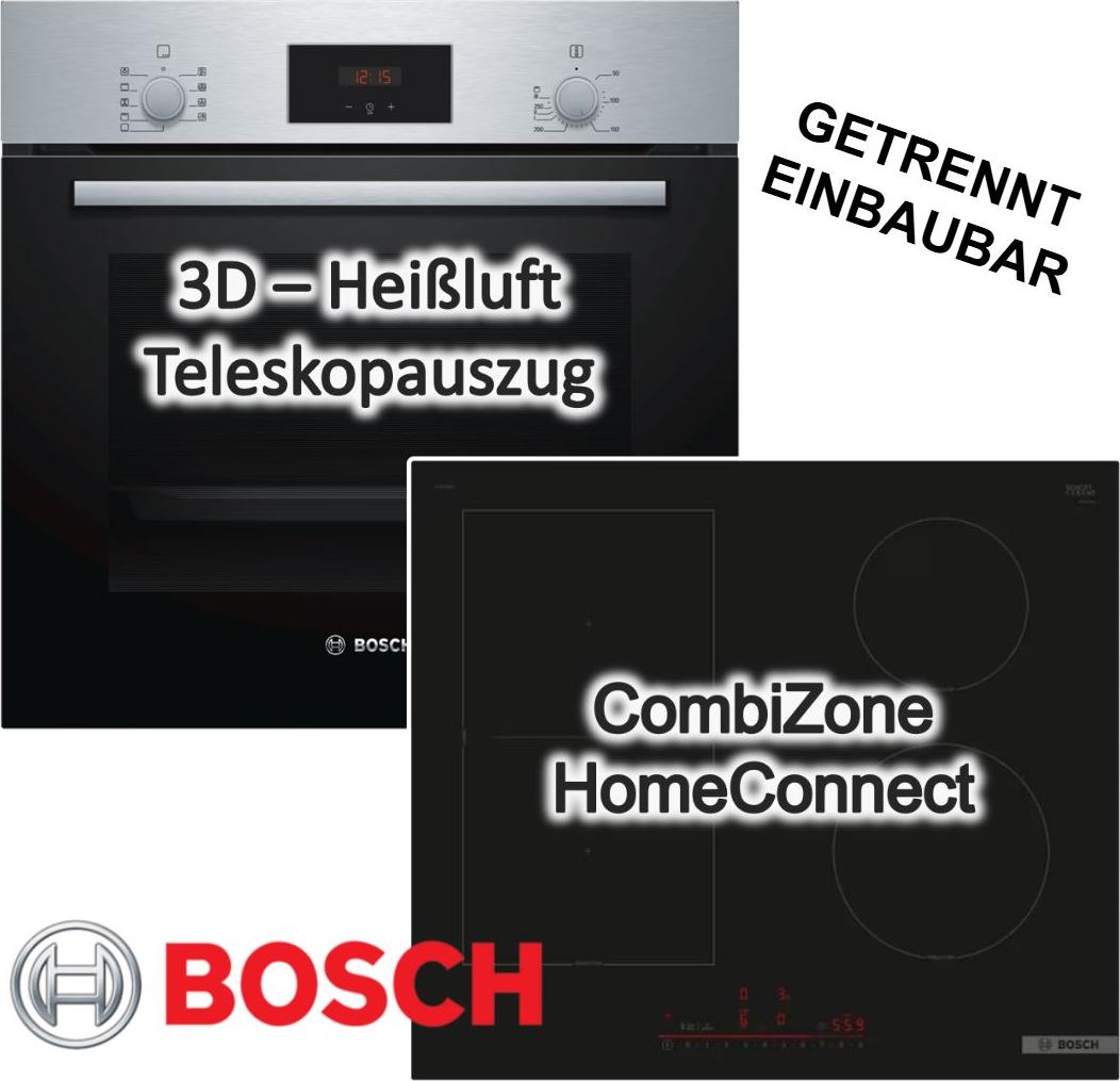 Herdset Bosch Backofen Schnellaufheizung mit Induktionskochfeld Booster autark 60 cm