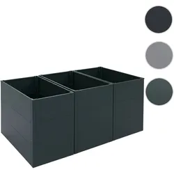 3er-Set Hochbeet HWC-P64, Metallhochbeet Gemüse-/Pflanzbeet Blumenkasten Pflanzkübel Stahl 77x150x100cm ~ grün